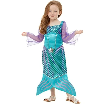 Image of Funidelia Mermaid costume for girl Mythology Costumes kids, accessory fancy dress &amp; props Halloween, carnival parties Size 3 4 years Blue