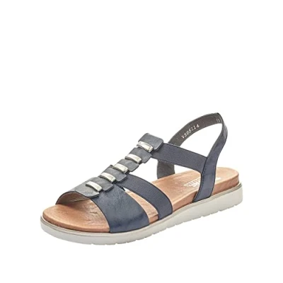Image of Rieker Women’s V5051 T Bar, Blue Pacific 14, 3 UK