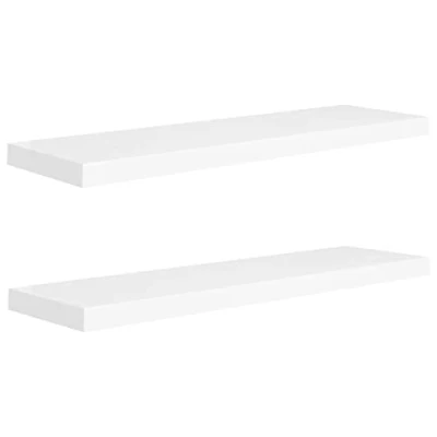 Image of vidaXL Floating Wall Display Shelves, White, Durable Honeycomb MDF, Invisible Mounting System, Pair of 2, Ideal for Living Room, Bedroom, Office