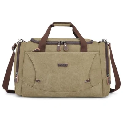 Image of bagwise Canvas Duffle Bag for Travel Water Repellent Weekender Carry On Essentials Sport Gym Men Women (Army Green)