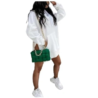 Image of The Warmy Oversized Hoodie Dress,Hoodie Dress for Women with Pockets,Oversized Dress,The (Color : White, Size S)