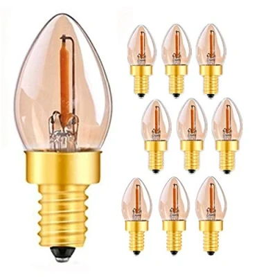 Image of 0.5W E14 Led Filament Bulb Vintage Night Light Yellow Warm 2200K 5Watt Equivalent Dimmable Bulbs 10 Pack