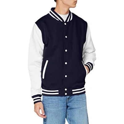 Image of AWDis Just Hoods Varsity Jacket Unisex Oxford Navy/White* S