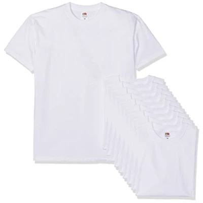 Image of Fruit of the Loom Men&#039;s Super Premium Short Sleeve T Shirt Pack 10, White, Large