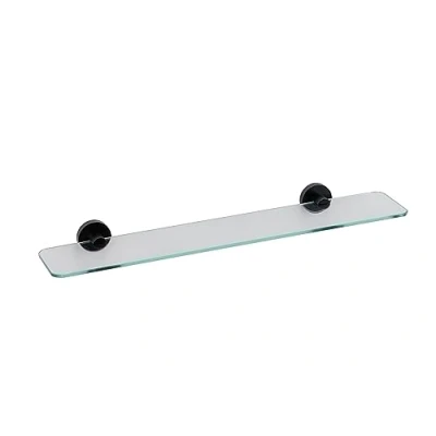 Image of Croydex Metra Flexi Fix Frosted Glass Shelf, Matt Black