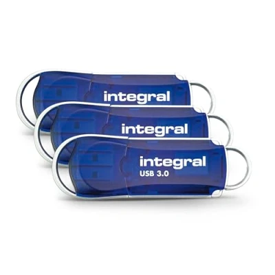 Image of Integral 32GB USB 3.2 Gen 1 Flash Drive Courier Blue up to 100MB/s (3 Pack)
