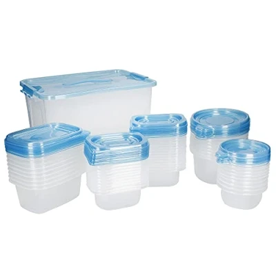 Image of KitchenCraft Meal Prep Containers, Set of 50 Reusable Plastic Food Storage Tubs, Fridge, Freezer and Microwave Safe, BPA Free