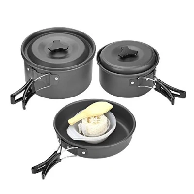 Image of Cooking Set Outdoor Camping Picnic Barbecue Set, Non Stick Pans and Pots, Cookware for 2 3 People Travel Backpacking Hiking Trekking BBQ