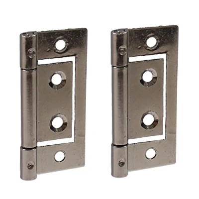 Image of 10x Pairs of 50mm/2&quot; Dark Chrome Flush Hinges Cupboard/Cabinet/Wardrobe