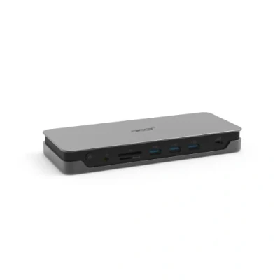 Image of Acer USB C dock ADK231 (USB C, 3, HDMI, DisplayPort, SD card, Ethernet, headphone jack, UK power cable)
