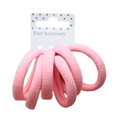 Image of Set of 6 Pink Soft Jersey Endless Hair Elastics Bobbles Bands