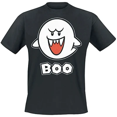 Image of Super Mario Men&#039;s Nintendo Boo T Shirt Black