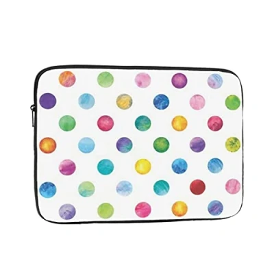Image of Blue Polka Dot Pattern Printed Laptop Sleeve For 17 Inch Laptop, Shockproof Oxford Fabric Protective Case Bag