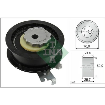 Image of 04C109479G, 04C109479H, 04C109479J, 04C109479K, 04E109479A Tensioner Pulley, timing belt INA 531 0882 10 VOLKSWAGEN: CADDY 4 Kasten, CC, Fox Hatchback
