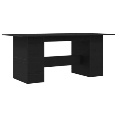 Image of vidaXL dining table black oak modern rectangular for kitchen/dining room, engineered wood 180x90x76 cm minimalist furniture