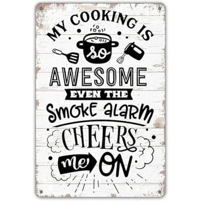 Image of Funny Kitchen Quote My Cooking is Awesome Metal Tin Sign Wall Decor Retro Signs with Sayings for Home Gifts