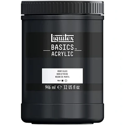 Image of LIQUITEX Basics Acrylic Paint, Ivory Black, 946 ml Pot