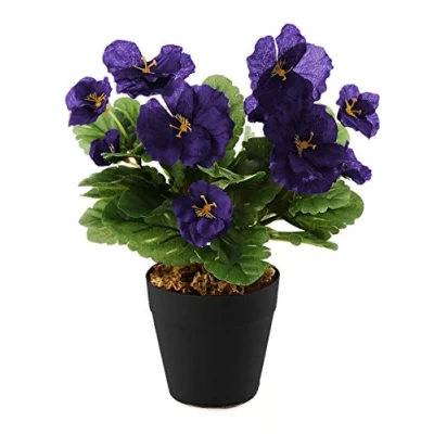 Image of Best Artificial 30cm Lilac Pansy Flower Plug Bedding Plant Bunch Pot NOT Included