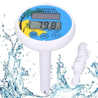 Image of Digital Solar Pool Thermometer, Floating Swimming Thermometer with Rope, Water for Outdoor/Indoor Pools, Bath Water, Spas, Hot Tubs
