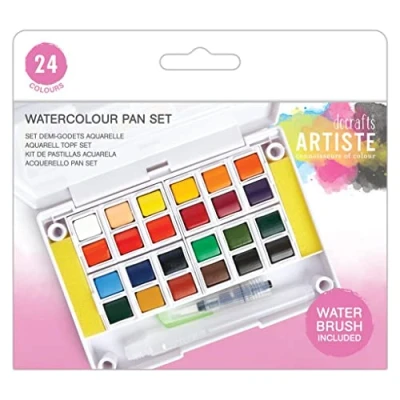 Image of Artiste Watercolour Pan Set 24 Colours with Water Brush