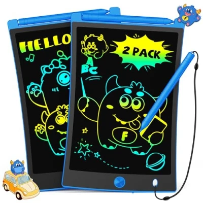 Image of TEKFUN 2 Pack LCD Writing Tablet, 8.5inch Colorful Drawing Tablet for Kids, Erasable Board with Lanyard, Learning Toys Gifts 3 4 5 6 7 Years Old Boys Girls Toddlers (2X Blue)