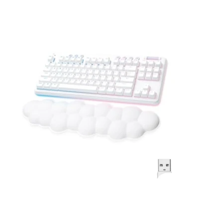 Image of Logitech G715 Wireless Mechanical Gaming Keyboard with LIGHTSYNC RGB Lighting, LIGHTSPEED, Linear Switches (GX Red) and Palm Rest, PC Mac Compatible White