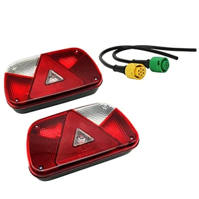 Image of ETUKER Trailer Tail Lights KIT Rear Lamp,12V Universal Waterproof Light Kit, With 2pcs 30cm Long 6 Core Cable Pulg, For Caravan/Truck/Trailer/Tail Lamp (1Pair B)