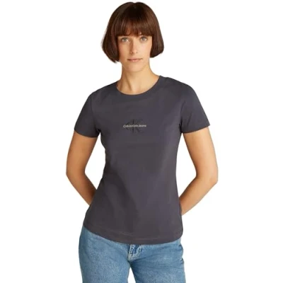 Image of Calvin Klein Jeans Monologo TEE Basic Tshirt, Women&#039;s, Size: 4XL, Ebony