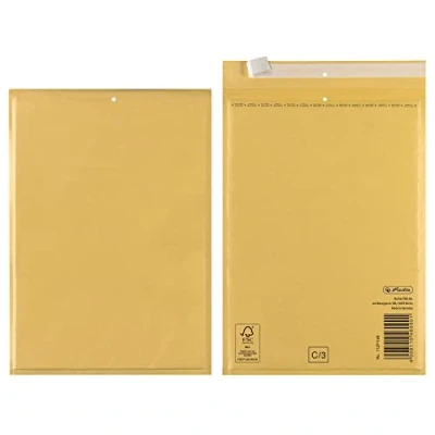Image of Herlitz C/3 Padded Envelopes PE Inner Film Pack of 4 Shrink Wrapped 15 x 21 cm Brown