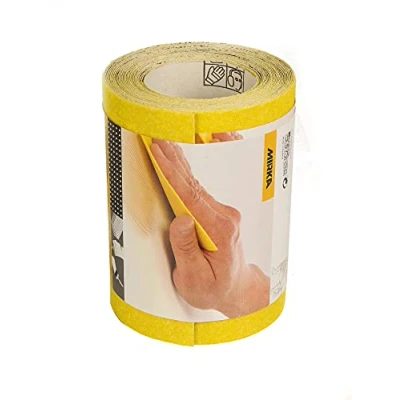 Image of Mirka Yellow Sandpaper Abrasive Roll / 115mm x 5m P80 Sanding of Hardwood, Softwood, Paint, Putty, Plastic 1