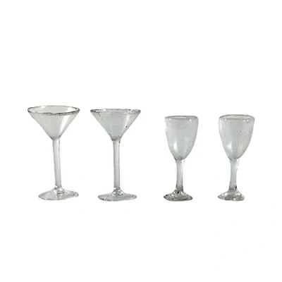 Image of Melody Jane Dolls House 4 Wine Cocktail Glasses Miniature Pub Kitchen Dining Room Accessory