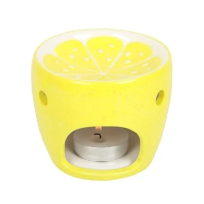 Image of Vibrant Lemon Themed Oil Burner Whimsical Yellow Novelty Wax Melt for Home Decor