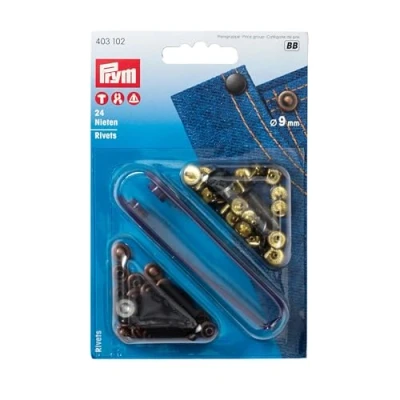 Image of Prym 9 mm Rivets, Pack of 24, Antique Copper/Black