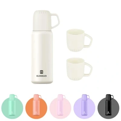 Image of Thermal Flask with Cup 538ml/18.6oz for Hot Drink, Vacuum Insulated Flask, Cold Water Bottle Thermo Coffee Flasks(White,Set)
