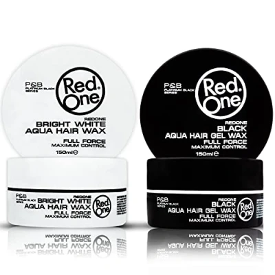 Image of Redone Hair Styling Aqua Wax Black &amp; White 150ml Strong Hold Shine Look Lime Peach Scent Full Force Men Women