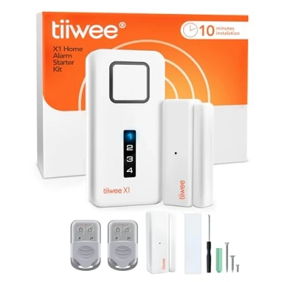 Image of tiiwee Home alarm system Wireless Kit X1 Complete with siren, 2 window door sensors and remote controls