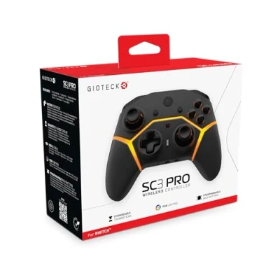 Image of Gioteck SC3 Pro Wireless Controller for Switch with Programmable Back Buttons RGB LED Black Bluetooth Compatible
