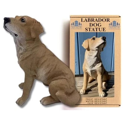 Image of G&amp;H Decor 23cm Yellow Labrador Retriever Resin Statue Hand Painted Dog Patio Figurine Intricate Detail Suitable for Indoor or Outdoor Use Weather Resistant Golden Puppy Lawn Ornament