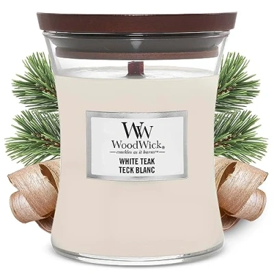 Image of WoodWick Scented Candle Medium White Teak 11 cm / ø 10