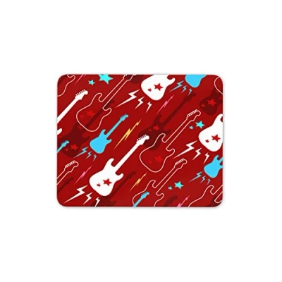 Image of Destination Vinyl ltd Funky Red Guitar Mouse Mat Pad Electric Guitars Music Fun Computer #13133