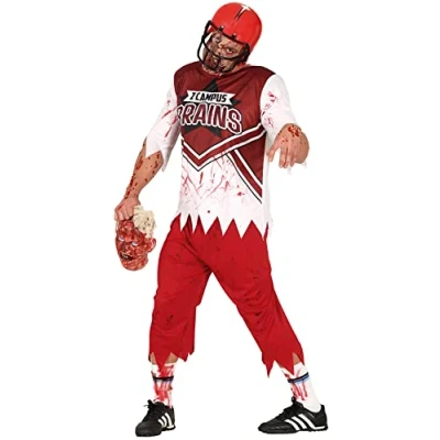 Image of FIESTAS GUIRCA Zombie Quarterback Halloween Costume for Men American Football Rugby Mens Fancy Dress Costumes Adult Size L 42 44