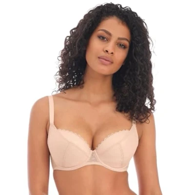 Image of Freya Womens Signature Padded Plunge Bra Beige Nylon Size 30DD