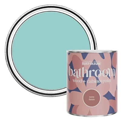 Image of Rust Oleum Blue Moisture Resistant Bathroom Wood and Cabinet Paint in Satin Finish Teal 750ml