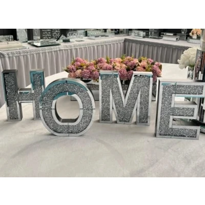 Image of Deenz Mirrored Diamond Large Home Letters Crushed Crystal Mirror Wall Art,Gift Ready Box
