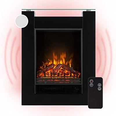 Image of Klarstein Electric Fireplace, Log Burner Indoor, 1800W Fire Free Standing Flame Place with LED Effect, Fake Remote Control, Adjustable Thermostat Timer