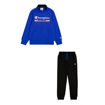 Image of Champion Boy&#039;s Legacy Graphic Shop B (306845) Ultra Light Soft Compact Powerblend Terry High Neck Tracksuit, Blue (BS008), 3 4 Years
