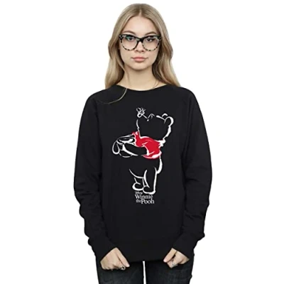 Image of Disney Women&#039;s Winnie The Pooh Drawing Sweatshirt Black Large