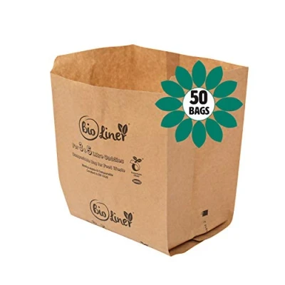 Image of 3L &amp; 5L 50 x Paper Compostable Brown Caddy Food Waste Bin Liners/Bin Bags