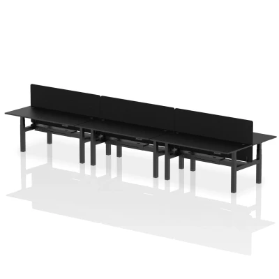 Image of Air B2B 1800x800mm Adjustable 6P Bench Desk CP Black/Black + Screen