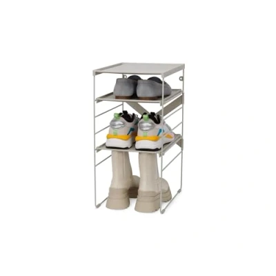 Image of Joseph Level Adjustable Tier Shoe Rack Organiser, Durable Shelves And Steel Frame, Single, Stores 4 Pairs, Ecru